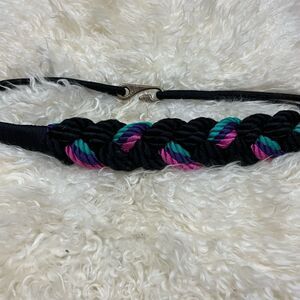 Rad Vintage 80’s Black , Pink And Teal Woven Belt 32